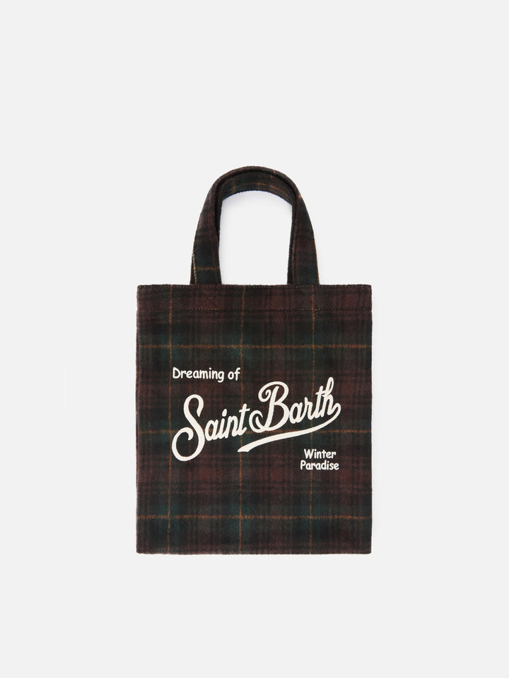 Sac Mini Essential en mélange de laine tote avec motif tartan 