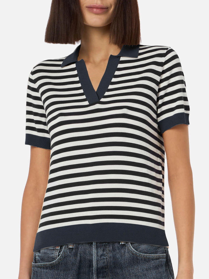 Blue striped knitted polo Evonne