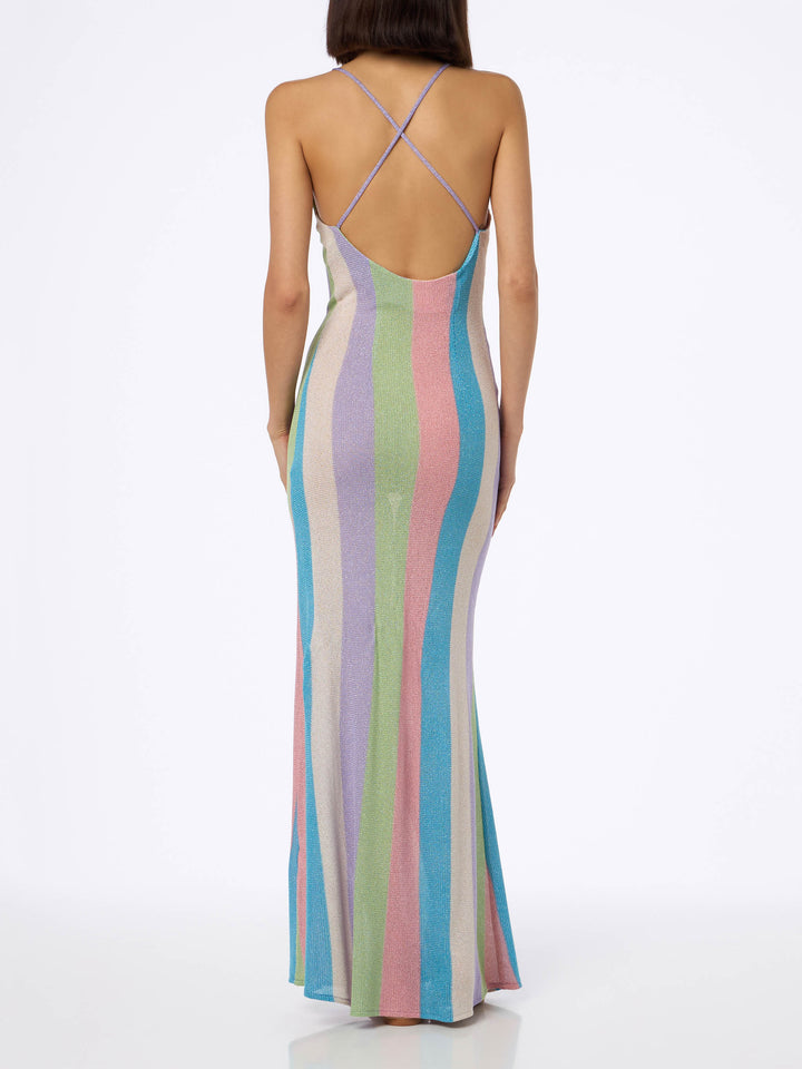 Woman raschel knit striped slip dress Eydis - MC2 Saint Barth