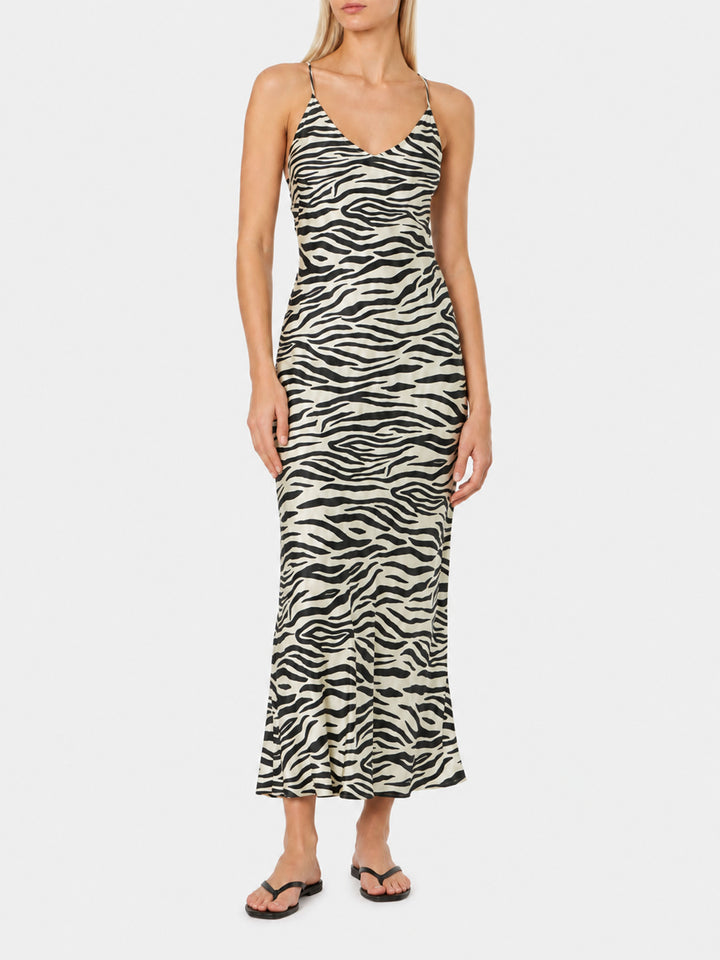 Eydis zebra satin slip dress