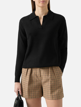 Black Eze wool sweater with polo collar