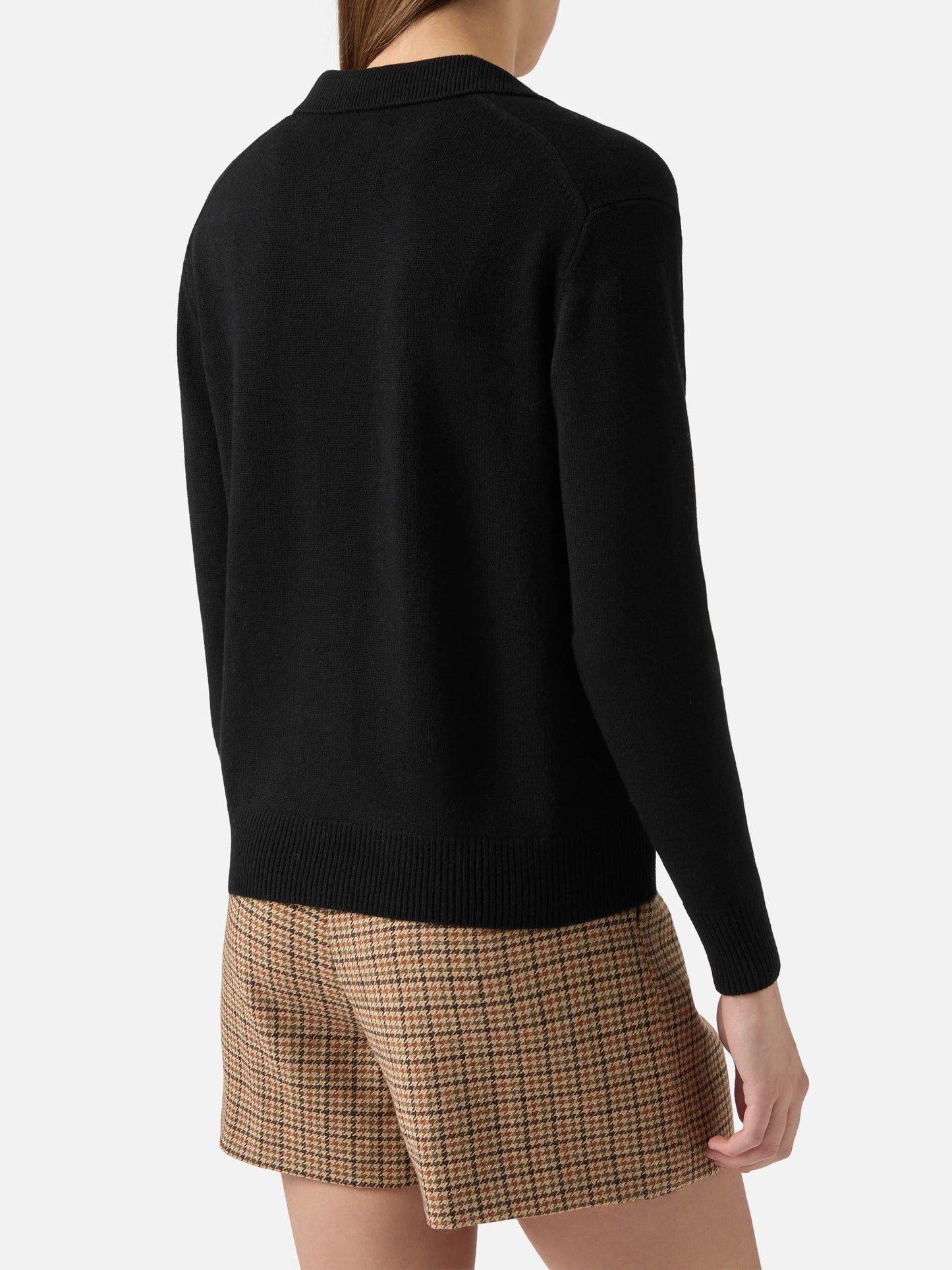 Black Eze wool sweater with polo collar
