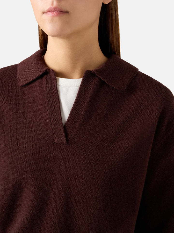 Punto con cuello polo de lana Eze marrón 