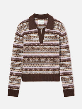 Maglia Eze in misto lana con collo polo e motivo fair isle