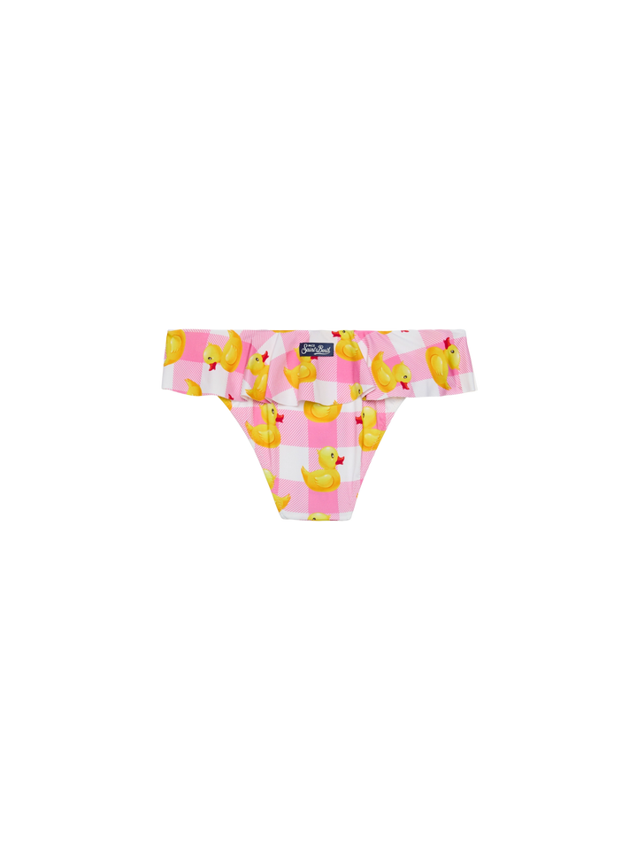 Girl ruffled swim briefs with ducky print - MC2 Saint Barth