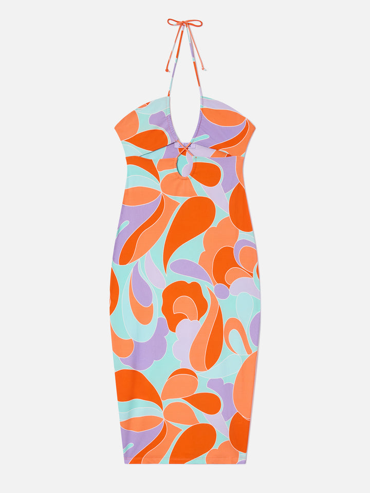 Longuette cutout wave printed dress Farah