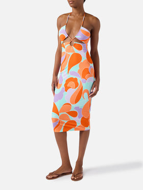 Robe midi à découpes imprimé vagues Farah 