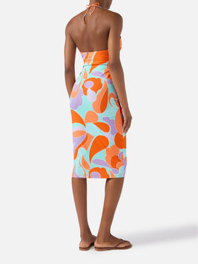 Robe midi à découpes imprimé vagues Farah 