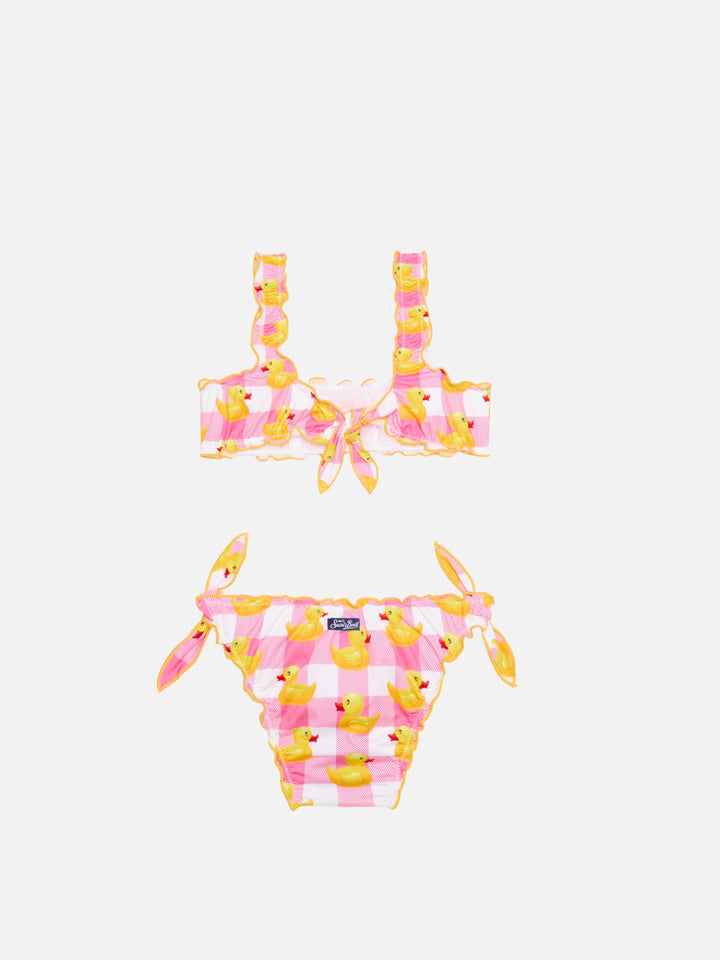 Pink vichy and ducky bikini for girls