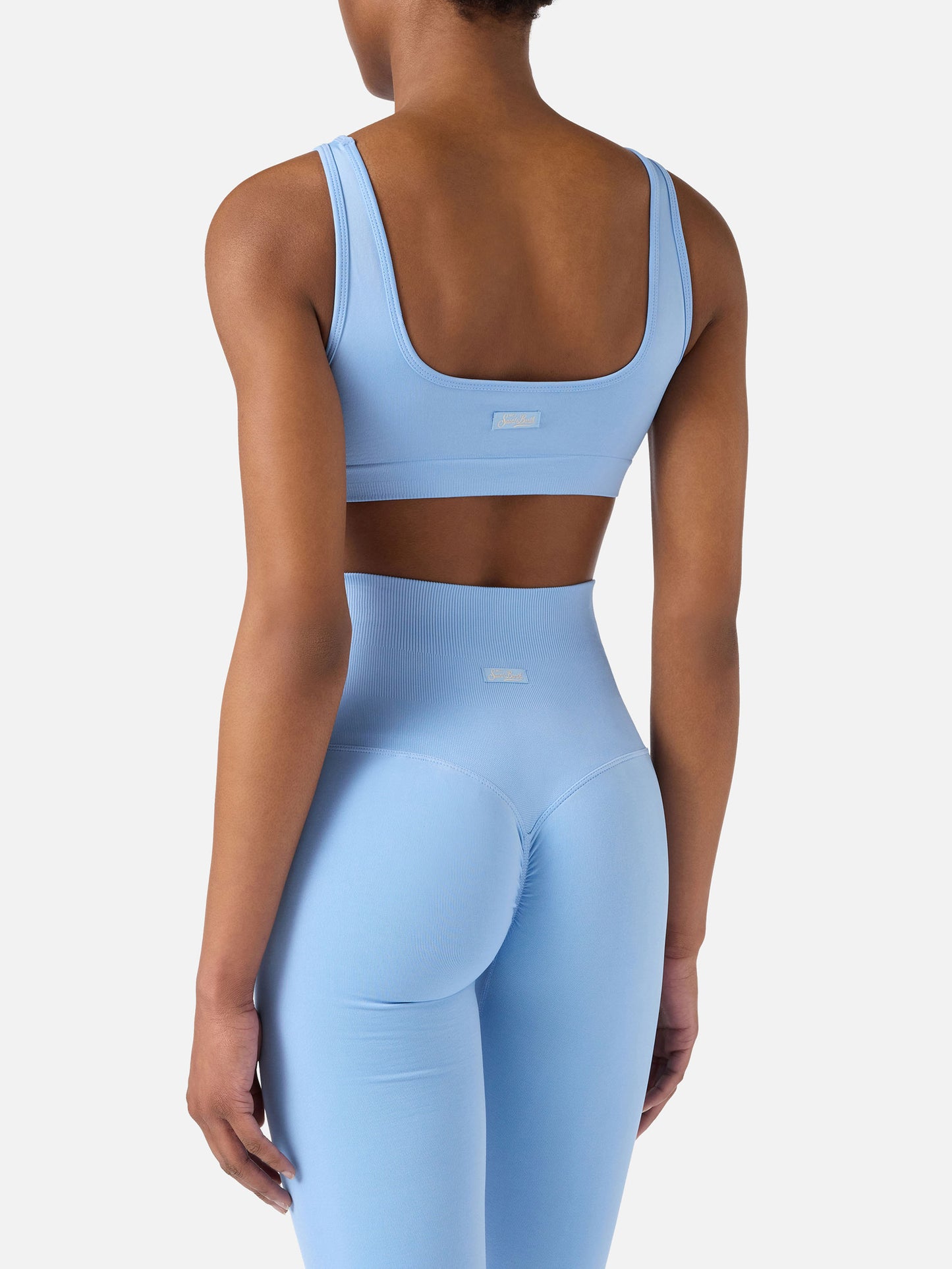 Light blue technical fabric Fify sports top with contrast trim
