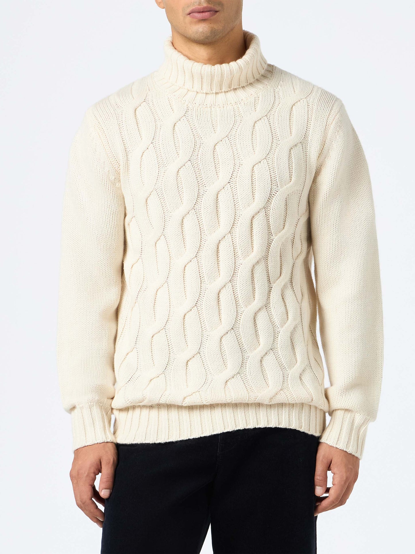 Man cable knit blend cashmere sweater Fisherman - MC2 Saint Barth