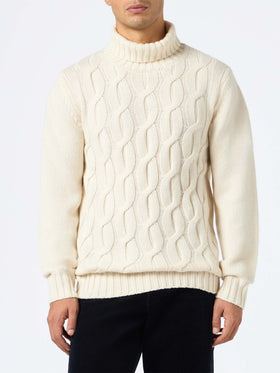 Man cable knit blend cashmere sweater Fisherman - MC2 Saint Barth