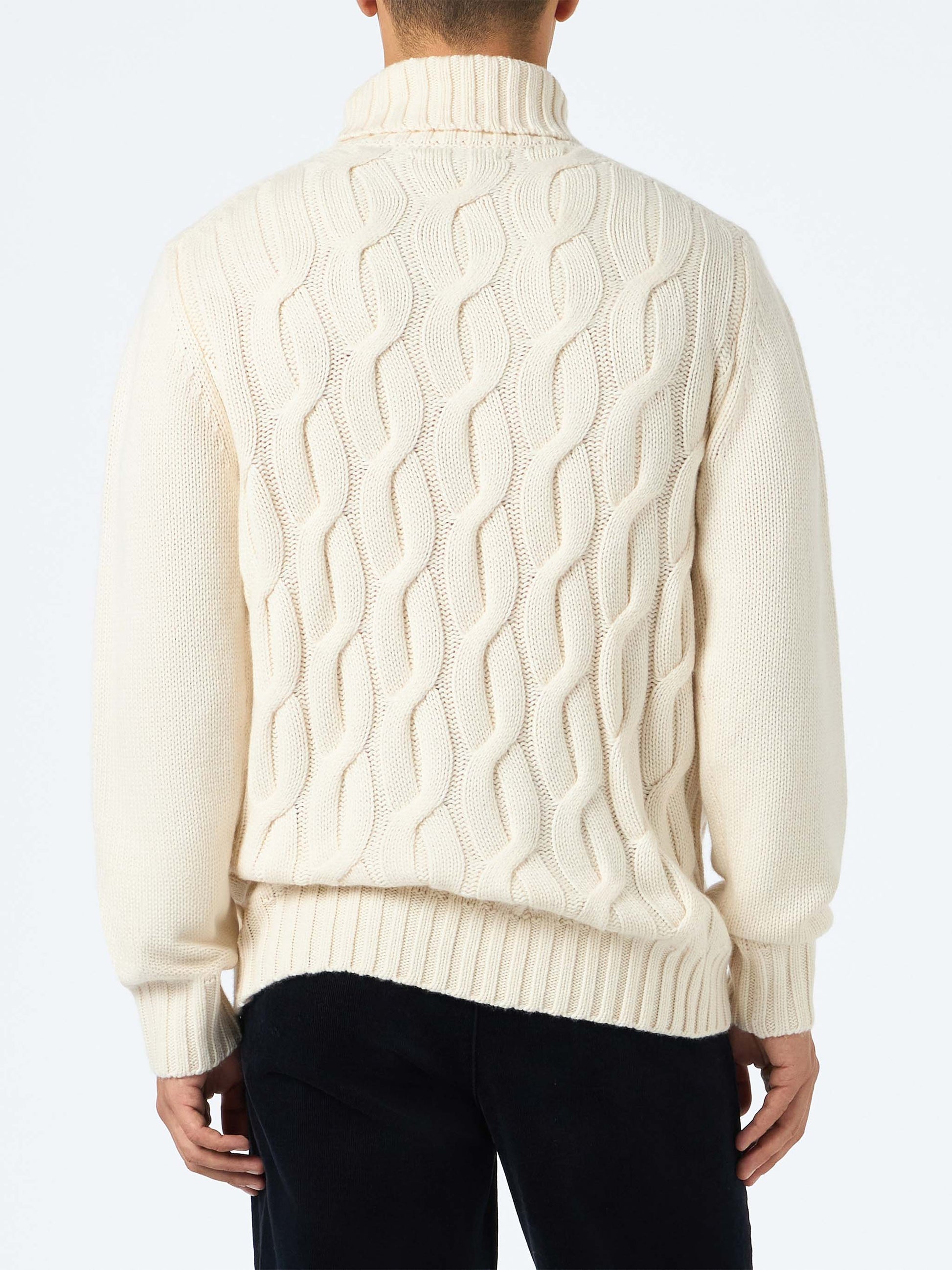 Man cable knit blend cashmere sweater Fisherman - MC2 Saint Barth