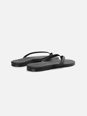Essentials real leather flip flops in black