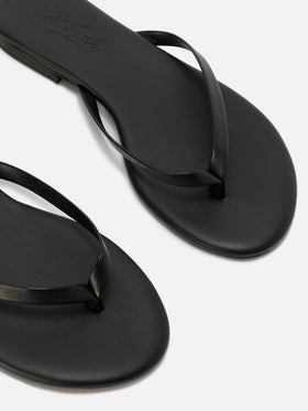 Essentials real leather flip flops in black