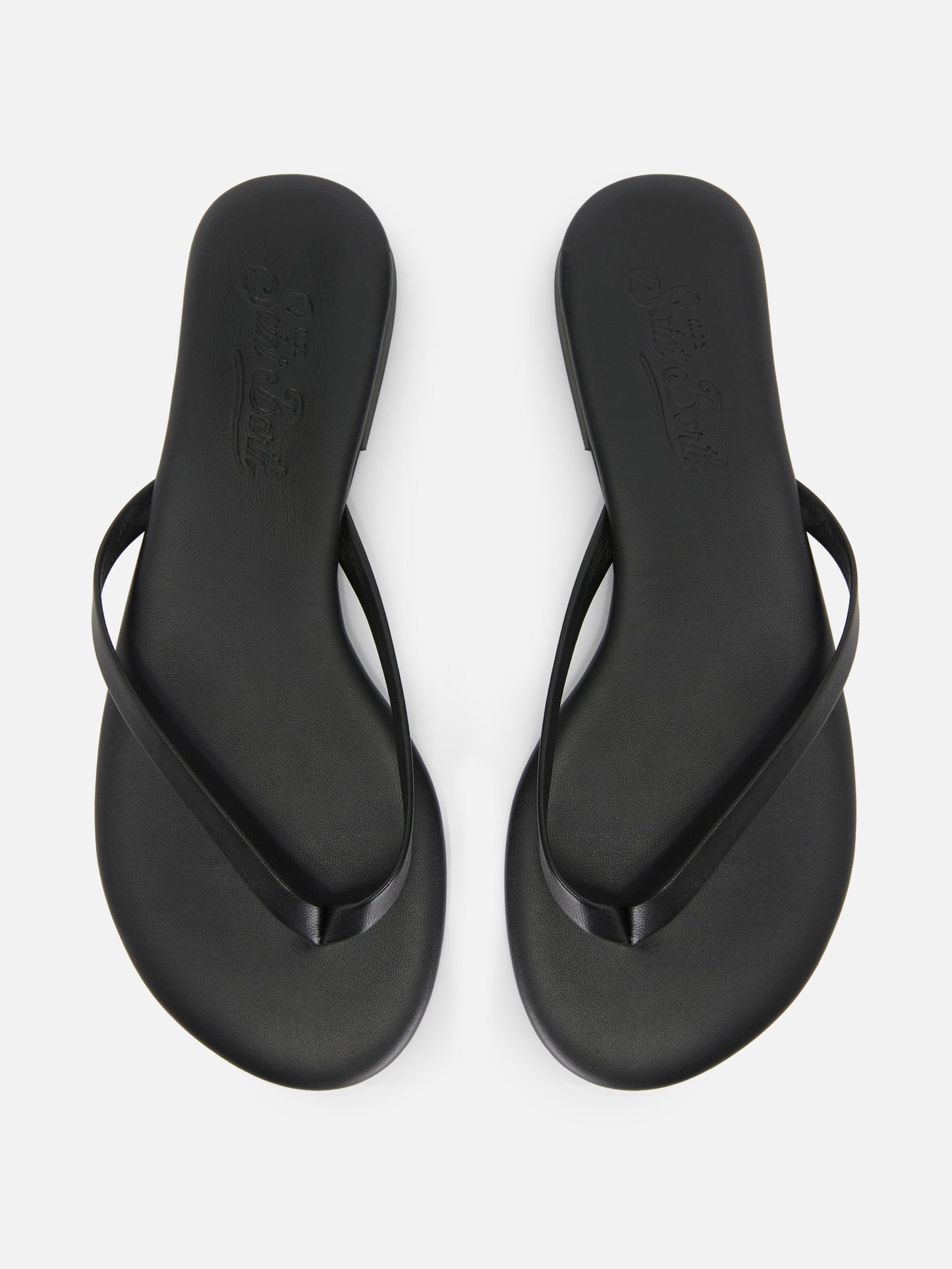 Essentials real leather flip flops in black