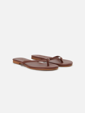 Essentials real leather flip flops in brown