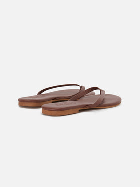 Essentials real leather flip flops in brown