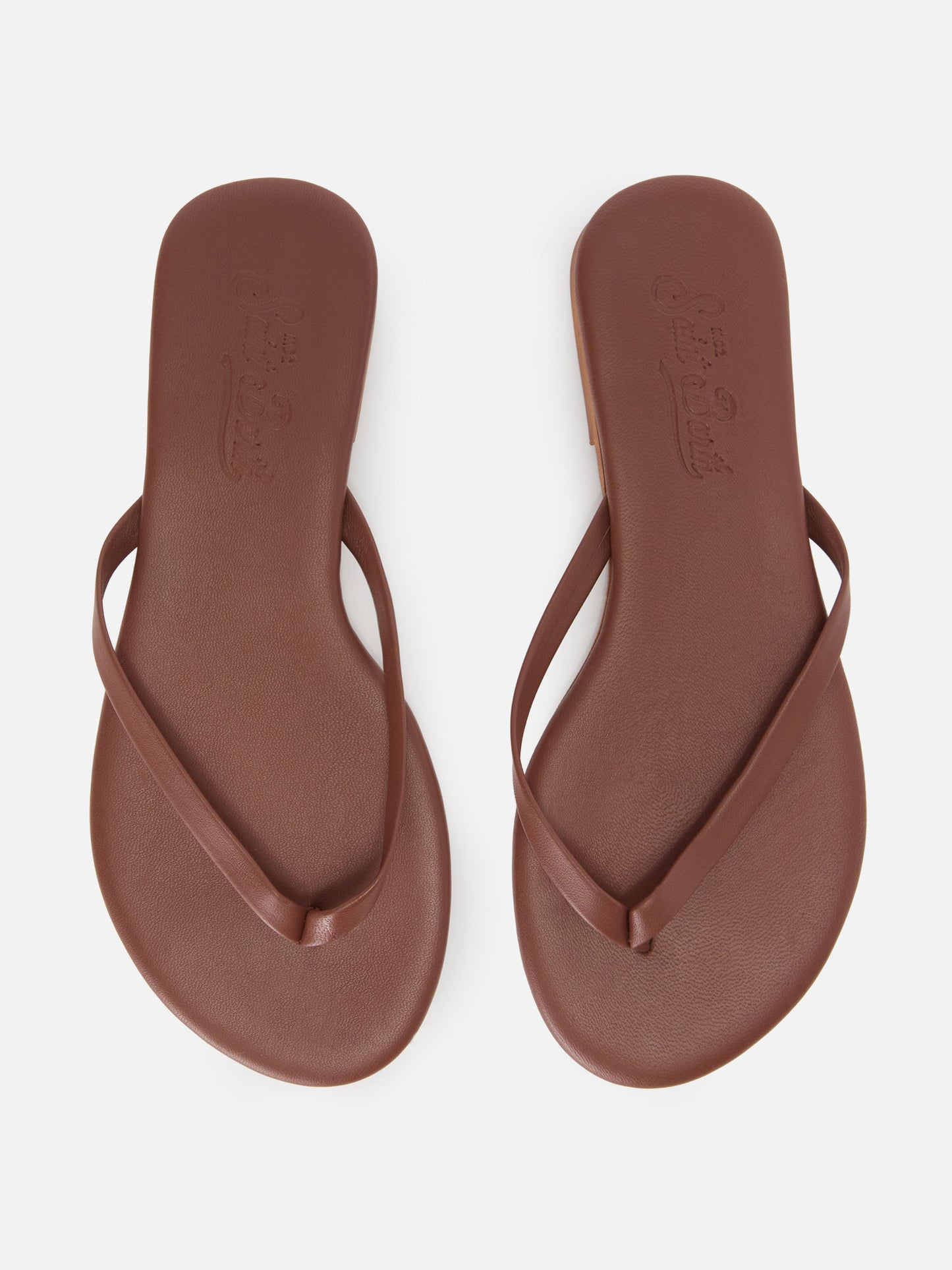 Essentials real leather flip flops in brown