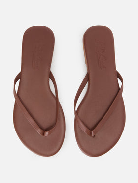 Essentials real leather flip flops in brown