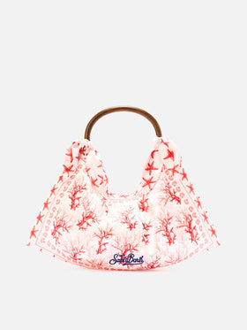 Foulard-Tasche mit weicher Struktur und Korallenmuster 