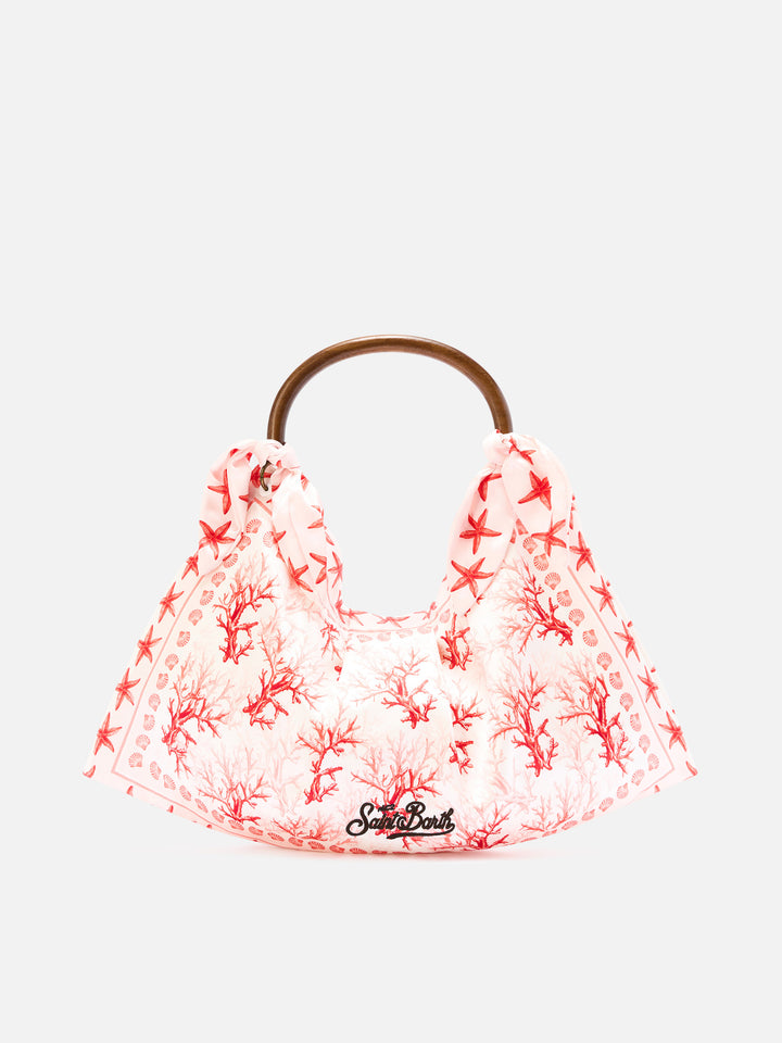 Sac foulard à la structure souple et au motif corail 