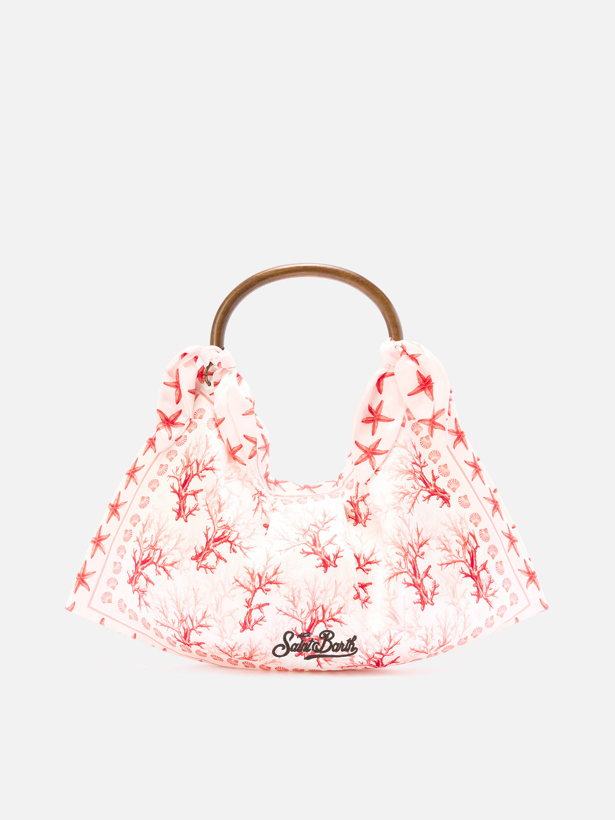 Foulard-Tasche mit weicher Struktur und Korallenmuster 
