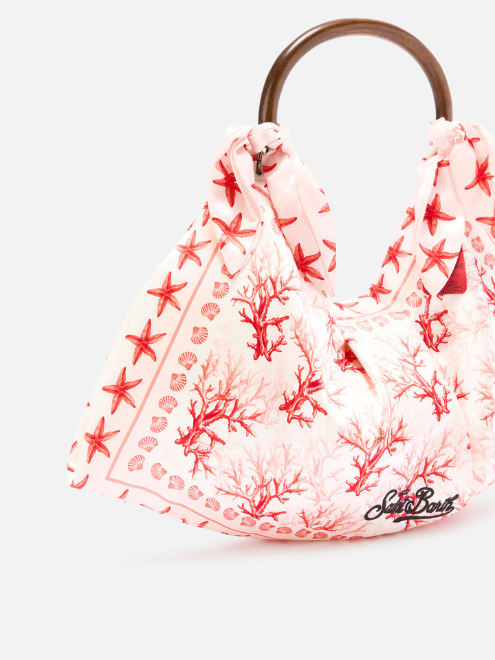 Sac foulard à la structure souple et au motif corail 