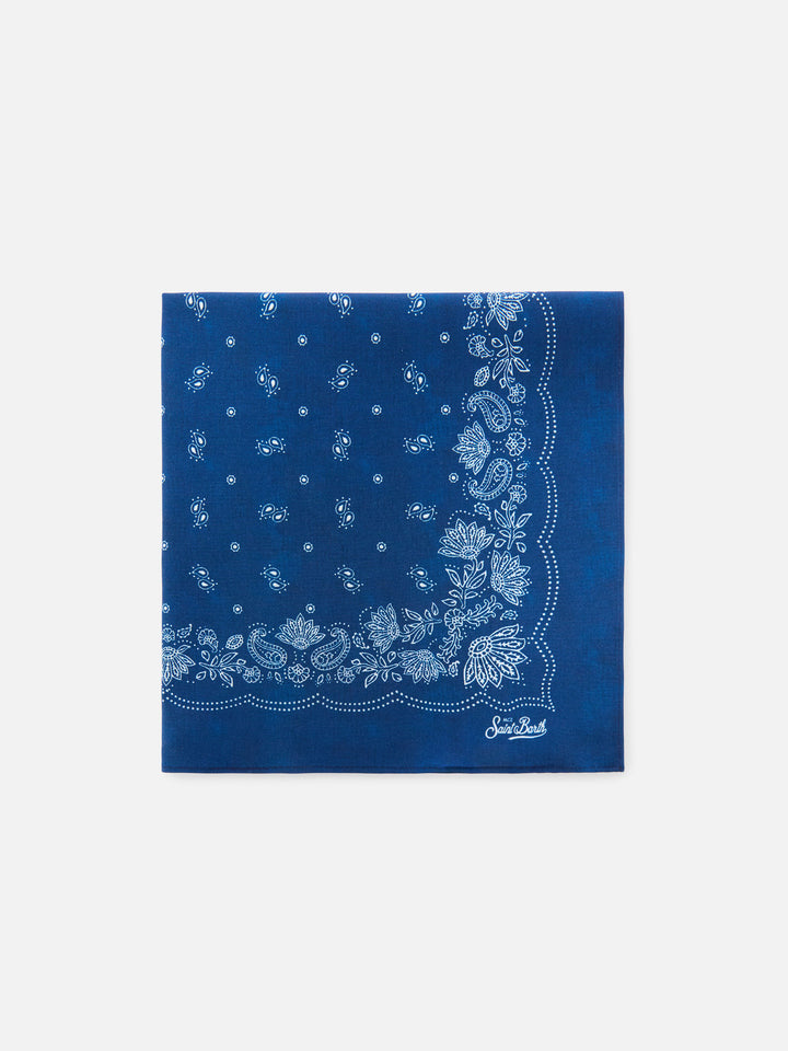 Foulard en coton avec imprimé bandana blue indigo 