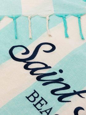 Light cotton Fouta beach towel with water green striped print - MC2 Saint Barth