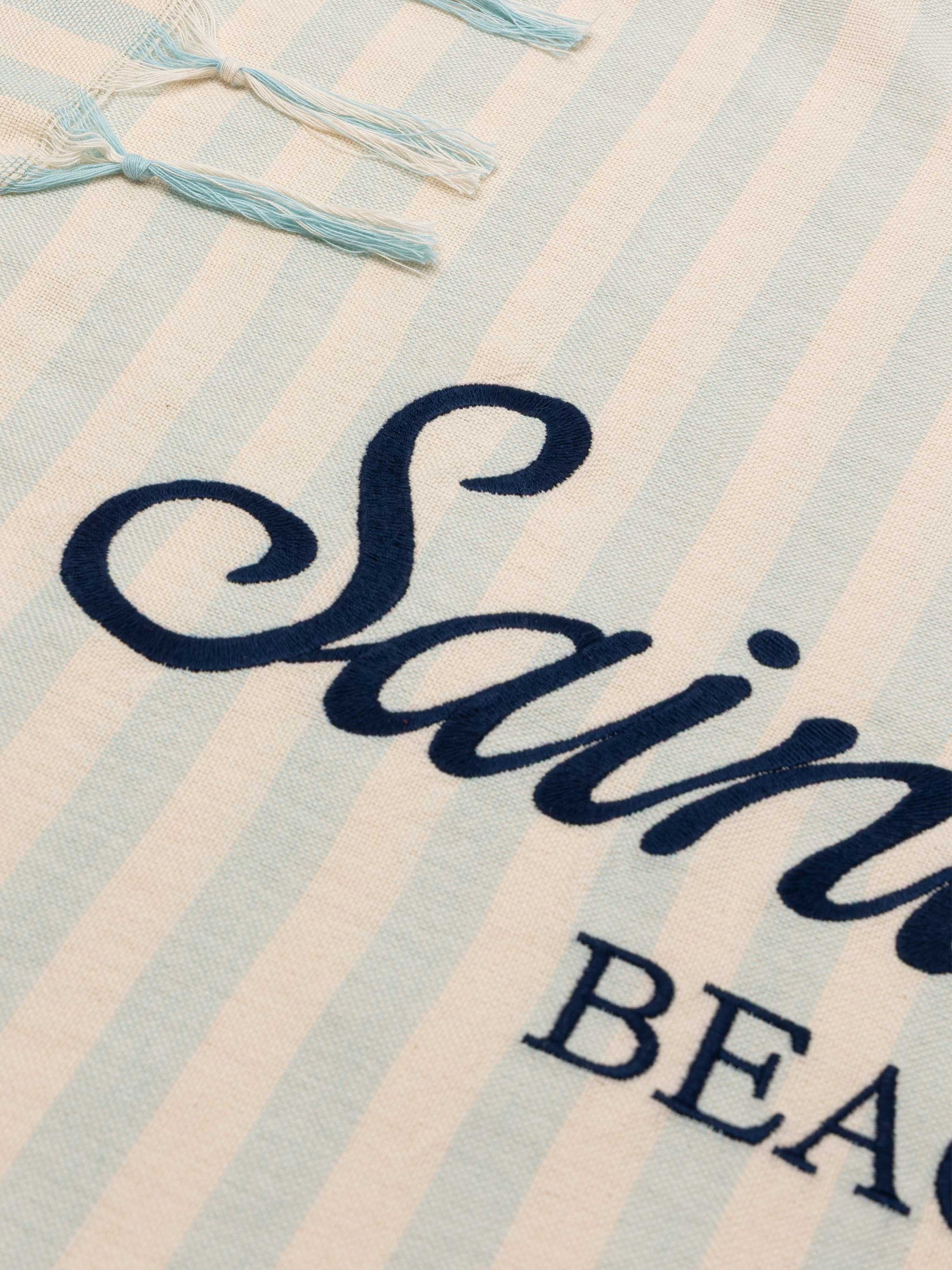 Light cotton Fouta beach towel with bluette striped print - MC2 Saint Barth