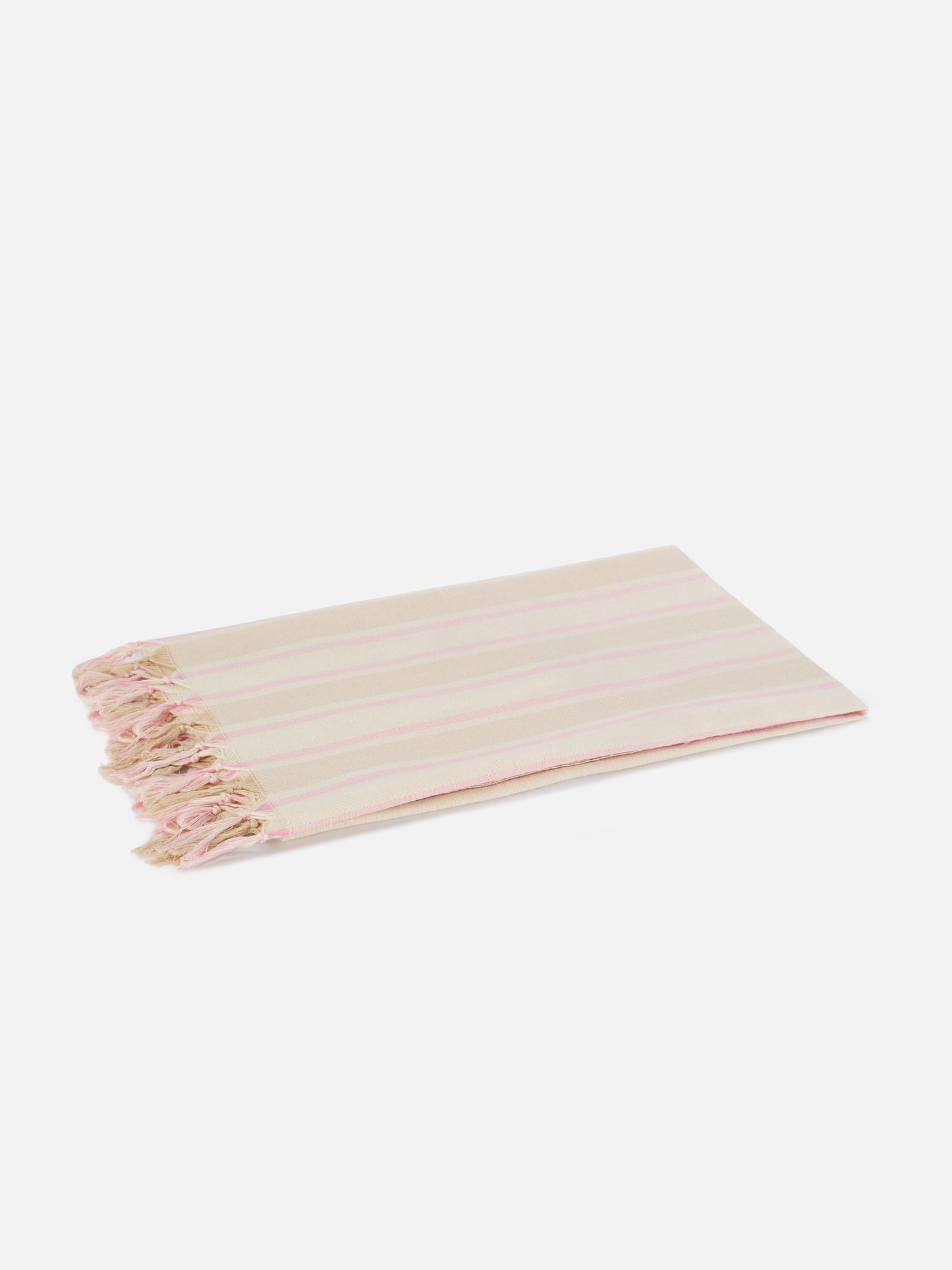 Serviette de plage fouta Lightbeach à rayures beige et blanches avec logo brodé 