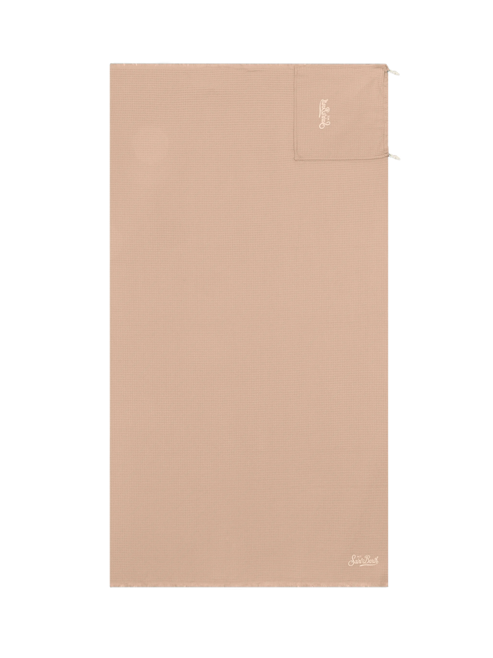 Beige honeycomb cotton FoutaSac beach towel - MC2 Saint Barth