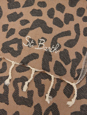 Foutas cotton Jaquard beach towel with leopard pattern