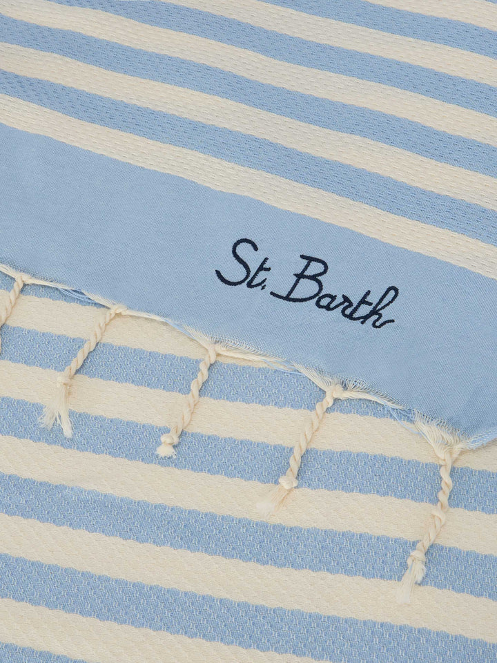 Foutas beach towel with light blue and white stripes