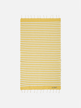Foutas beach towel with yellow and white stripes