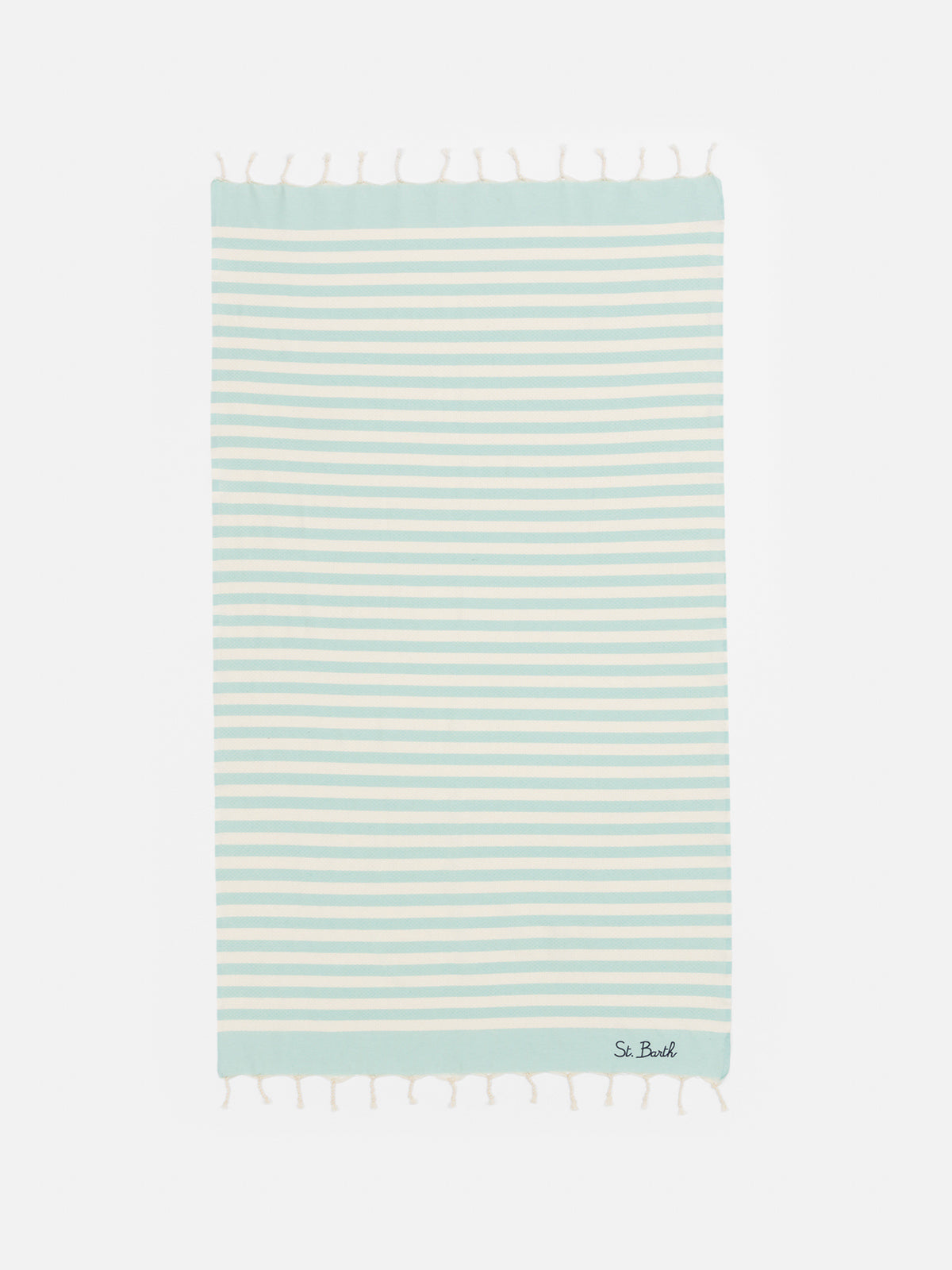 Baumwoll-Strandtuch Fouta mit wassergrünem Streifendruck