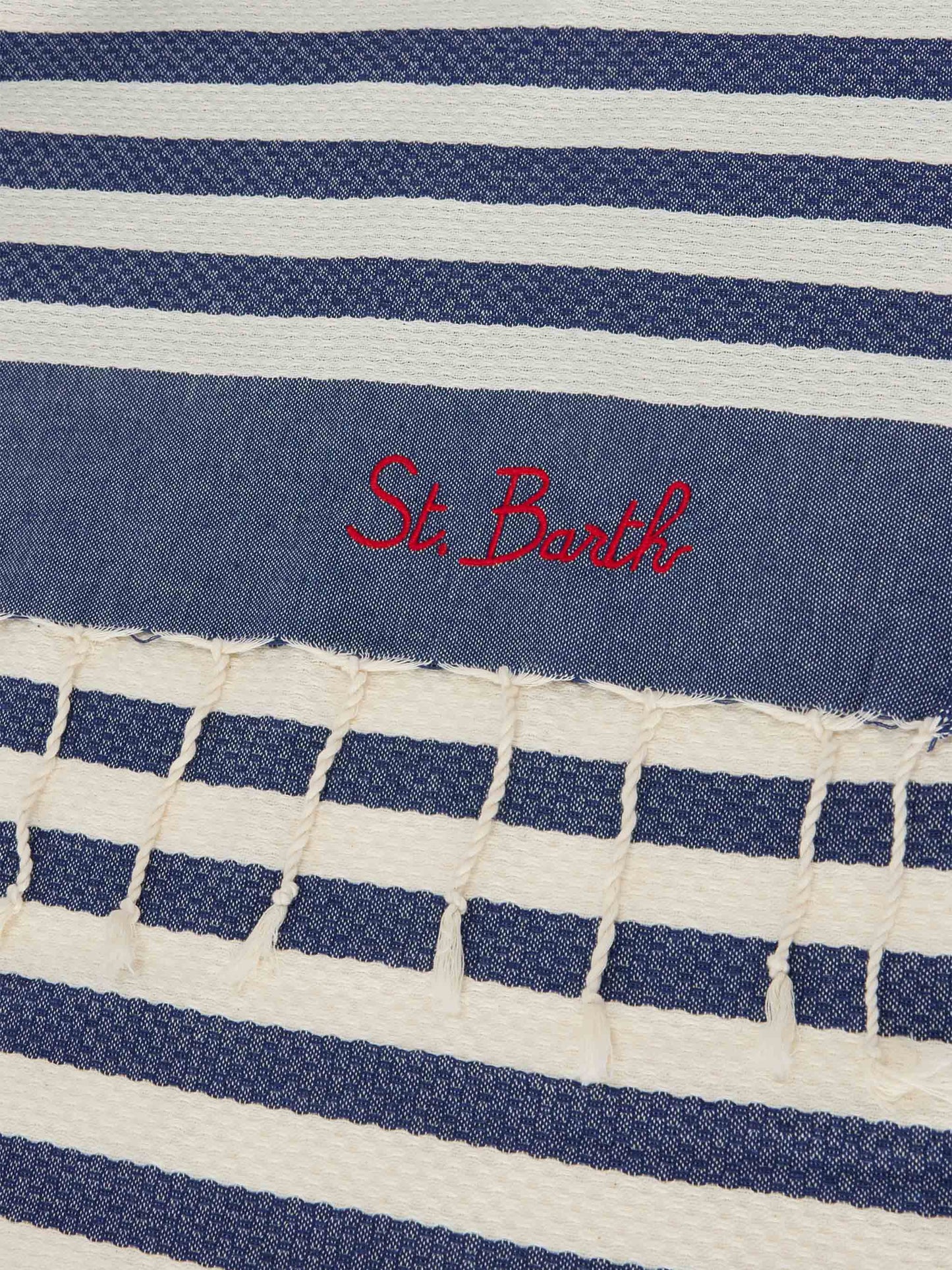 Foutas beach towel with blue and white stripes