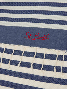 Foutas beach towel with blue and white stripes