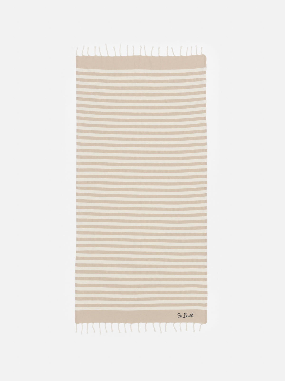Telo mare Foutas a righe beige e bianche