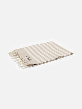 Telo mare Foutas a righe beige e bianche