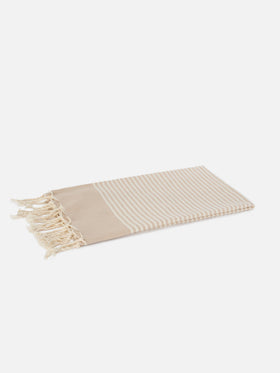 Foutas beach towel with small beige and white stripes