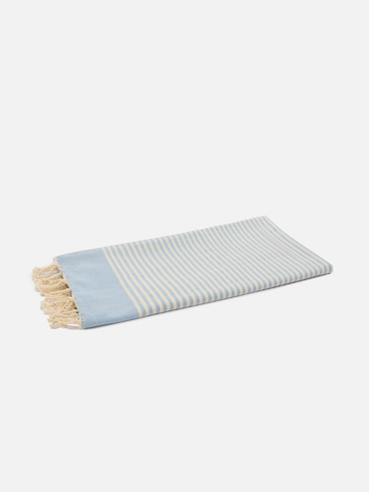 Foutas beach towel with small light blue and white stripes