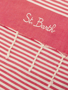 Foutas beach towel with small red and white stripes