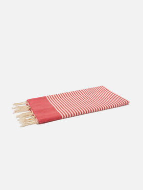 Foutas beach towel with small red and white stripes