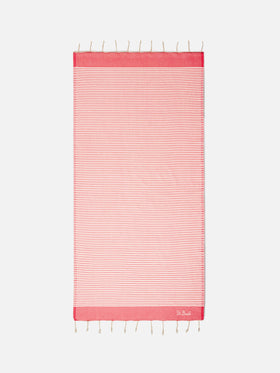 Foutas beach towel with small red and white stripes