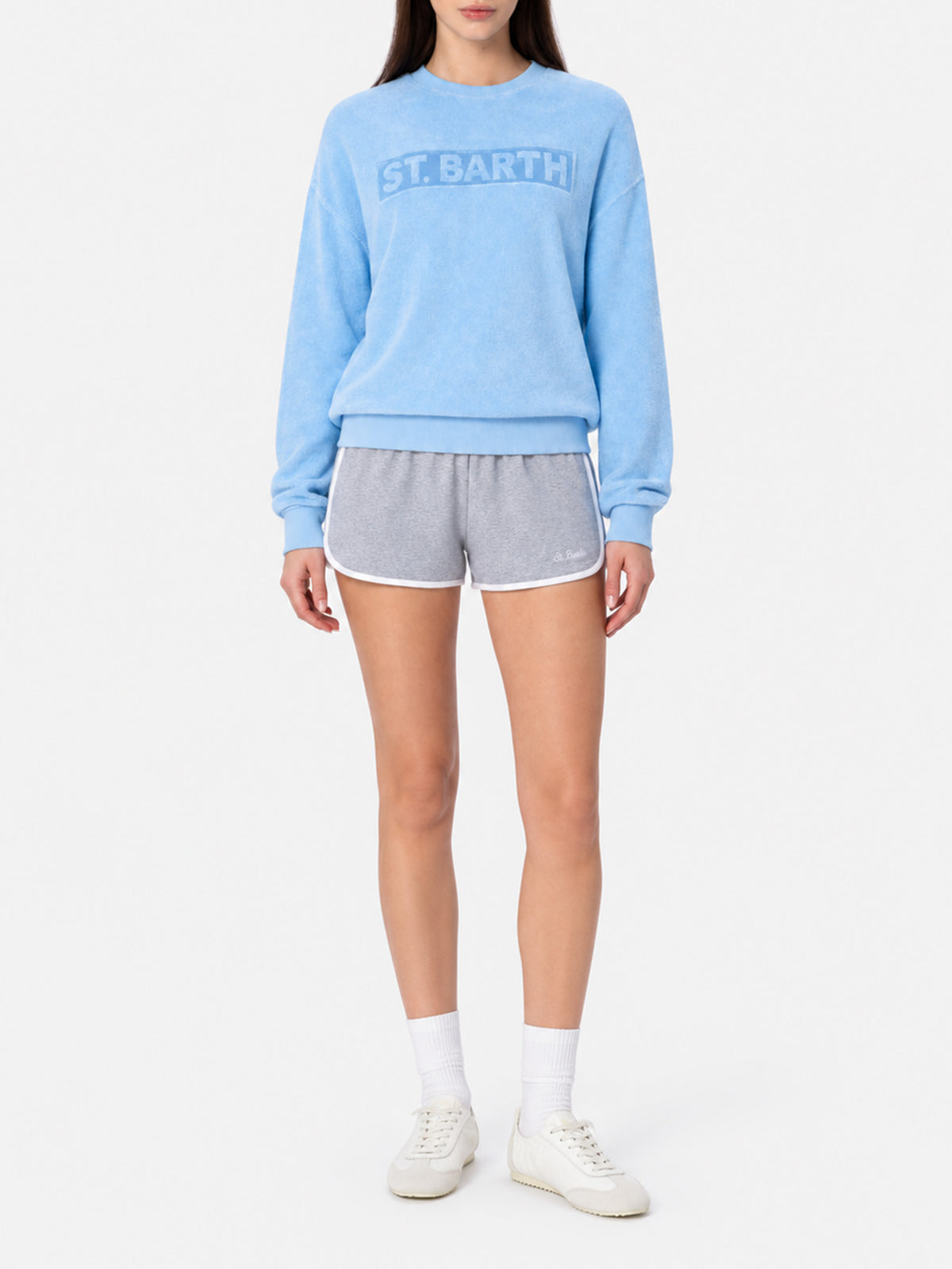 Short Francine in cotone con piping a contrasto