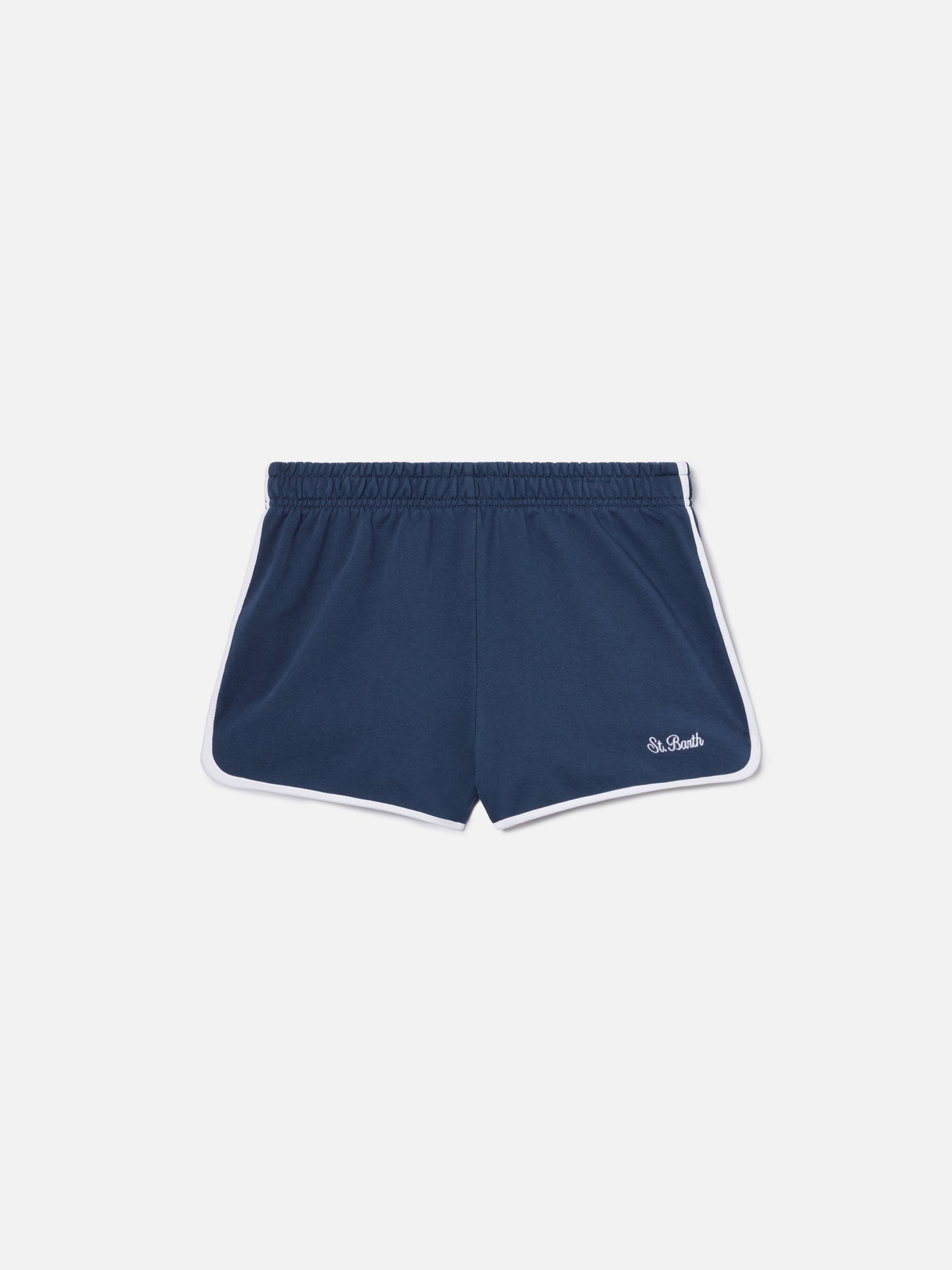 Light navy blue Francine cotton shorts with contrast trims