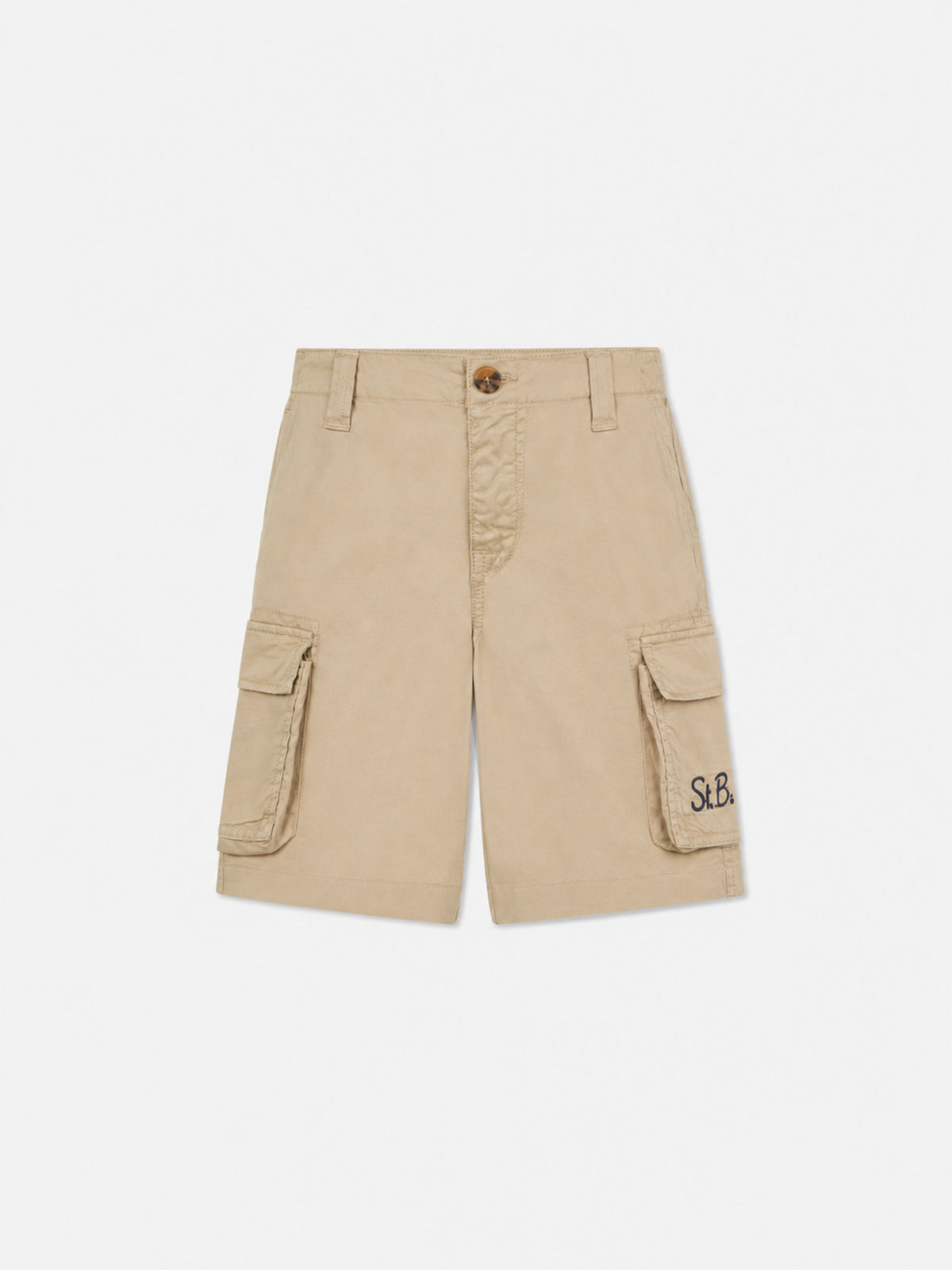Short cargo garçon en coton beige 