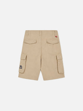 Short cargo garçon en coton beige 